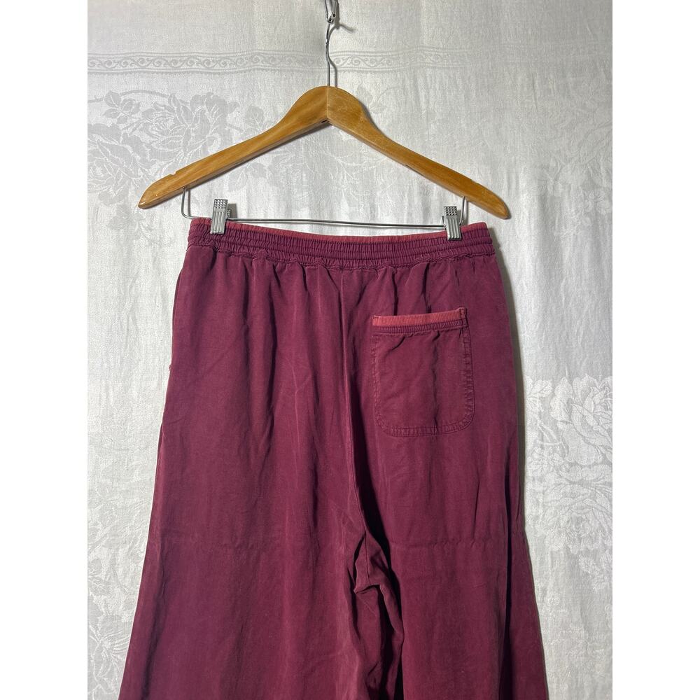 Saturday Sunday Anthropologie Wide Leg Pants Small Burgundy Chambray - Picture 9 of 11